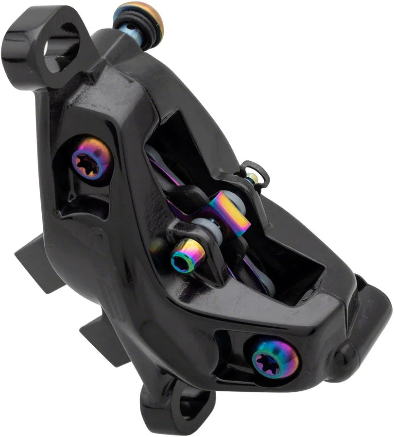 G2 Ultimate Disc Brake Caliper Assembly - Post Mount Gloss BLK Rainbow Hardware A2 - Bicycle Warehouse