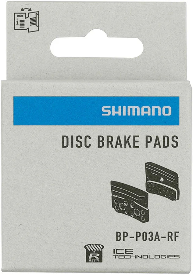 Shimano P03A-RF Disc Brake Pads Springs - Resin Compound Finned Aluminum Back Plate One Pair - Bicycle Warehouse