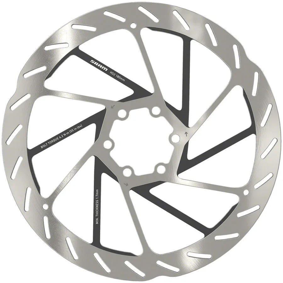 SRAM HS2 Disc Brake Rotor - 180mm, 6-Bolt, Rounded - Brake Rotors - Bicycle Warehouse