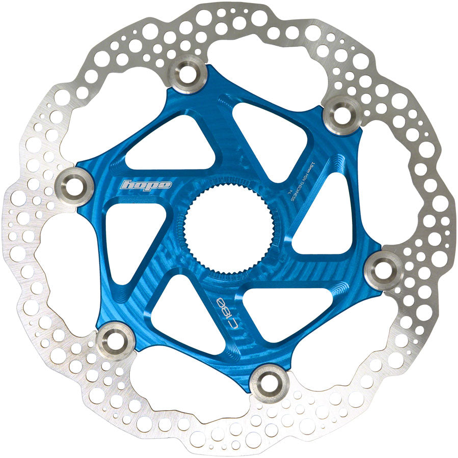 MTB Floating Centre-Lock Disc Brake Rotor - 180mm Center-Lock Blue - Bicycle Warehouse