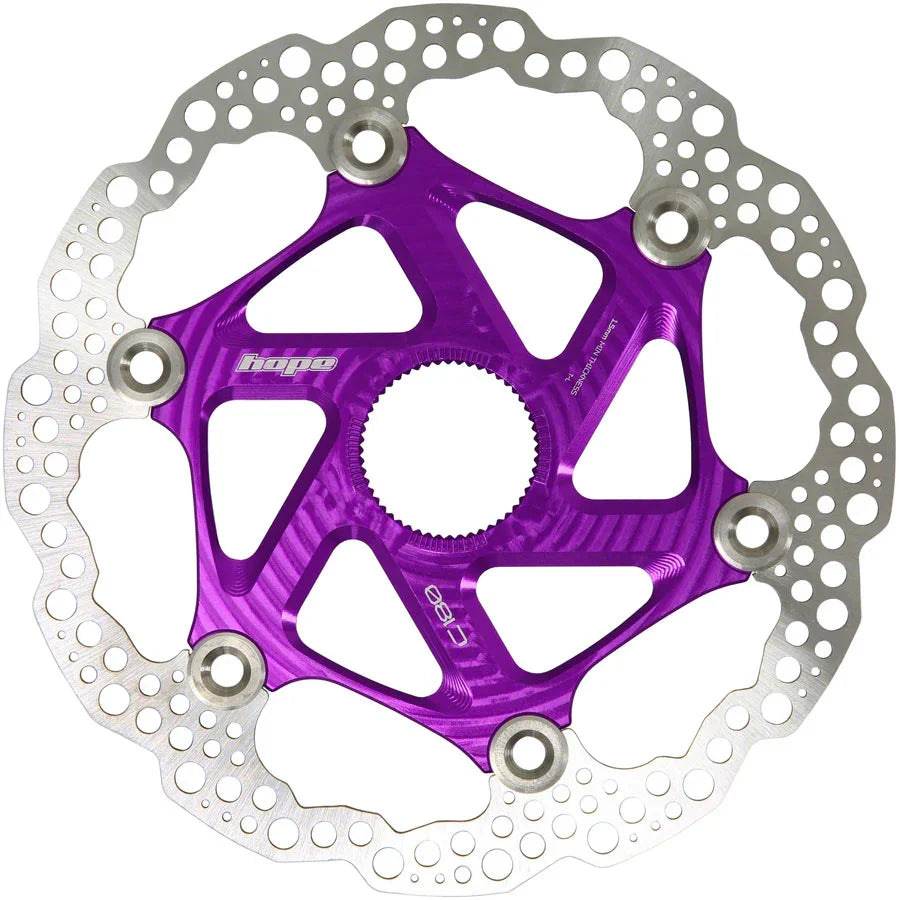 MTB Floating Centre-Lock Disc Brake Rotor - 180mm Center-Lock Purple - Bicycle Warehouse