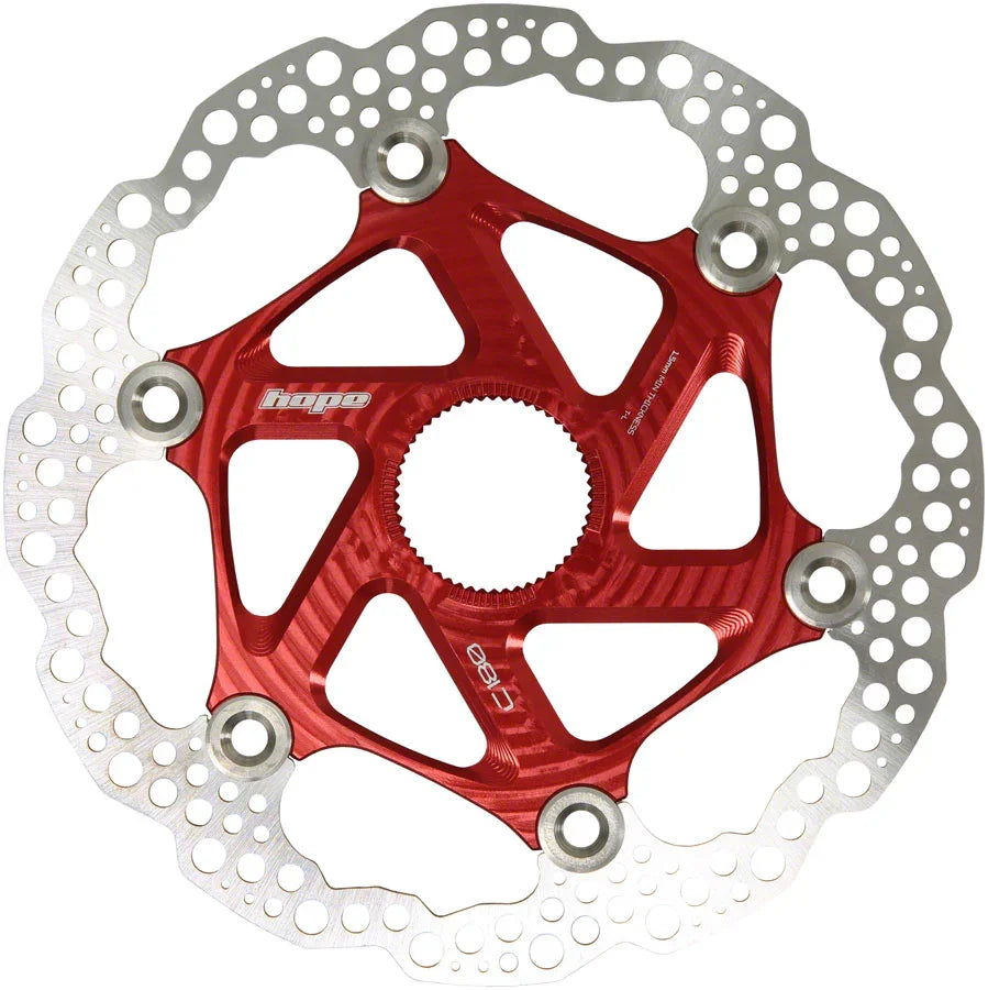 MTB Floating Centre-Lock Disc Brake Rotor - 180mm Center-Lock Red - Bicycle Warehouse
