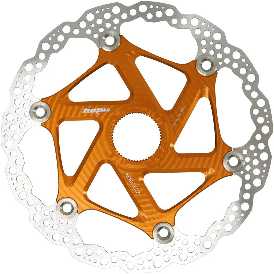 MTB Floating Centre-Lock Disc Brake Rotor - 203mm Center-Lock Orange - Bicycle Warehouse