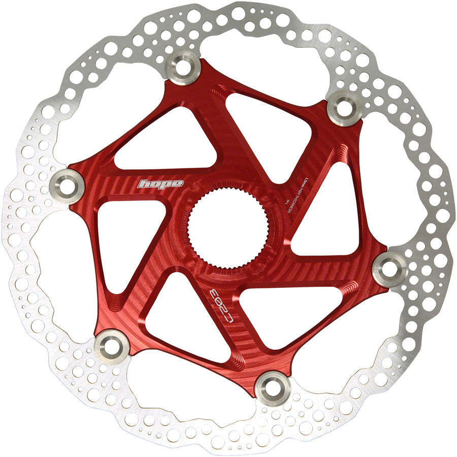 MTB Floating Centre-Lock Disc Brake Rotor - 203mm Center-Lock Red - Bicycle Warehouse