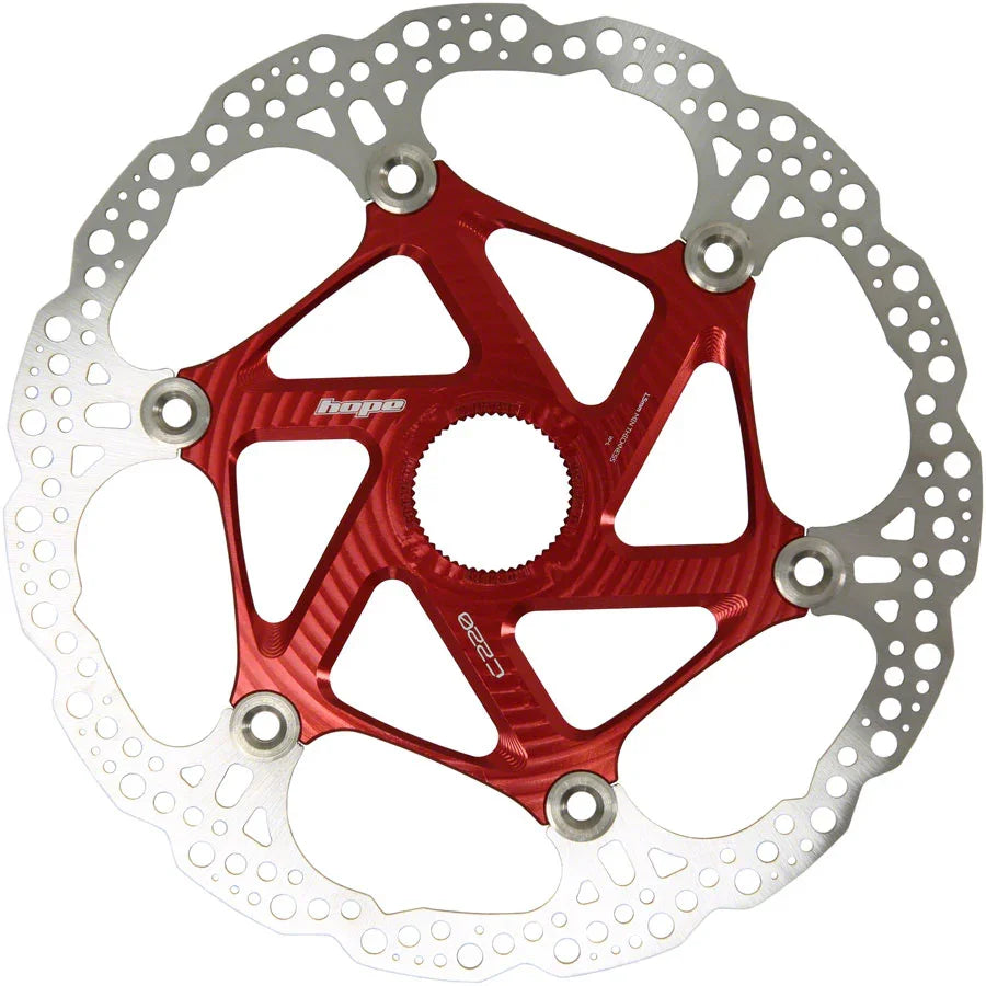 MTB Floating Centre-Lock Disc Brake Rotor - 220mm Center-Lock Red - Bicycle Warehouse