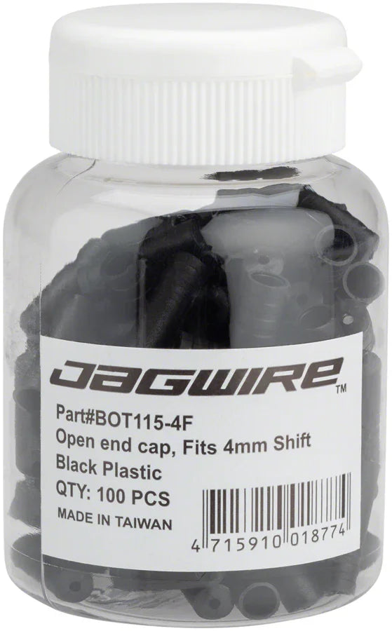 Jagwire 4mm Open Nylon End Caps Bottle of 100 Black - Bicycle Warehouse