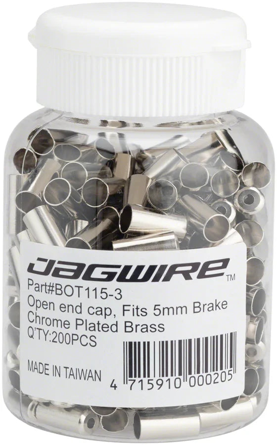 Jagwire 5mm Open End Caps Bottle of 200 Chrome Plated - Bicycle Warehouse