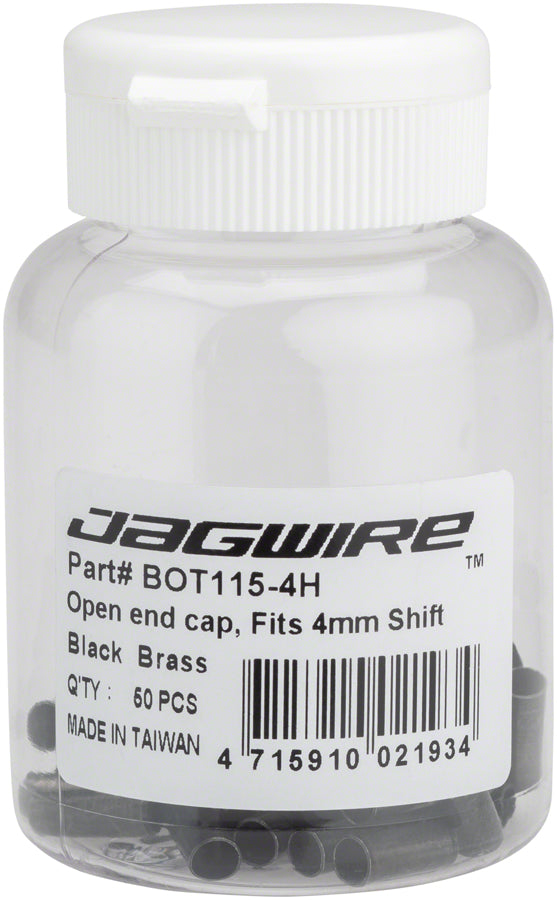 Jagwire 4mm Open Brass End Cap Bottle of 50 Black - Bicycle Warehouse