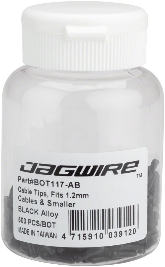 Jagwire 1.2mm Cable End Crimps Black Bottle/500 - Bicycle Warehouse