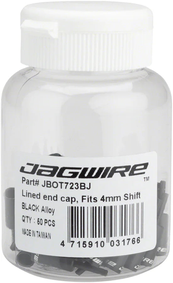 Jagwire 4mm Lined Alloy End Caps Bottle of 50 Black - Bicycle Warehouse