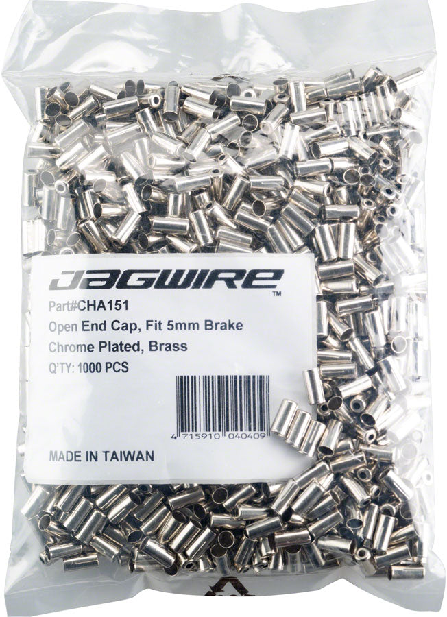 Jagwire 5mm Open Pre-Crimped End Caps Refill Bag of 1000 Chrome Plated - Bicycle Warehouse