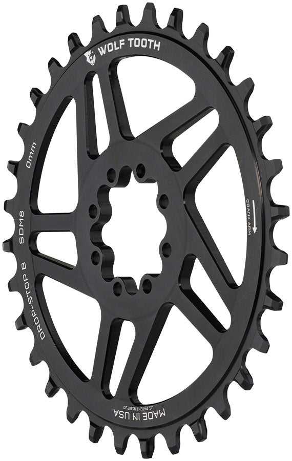 Direct Mount Chainring - 36t SRAM Direct Mount Drop-Stop B For SRAM 8-Bolt Cranksets 0mm Offset BLK - Bicycle Warehouse