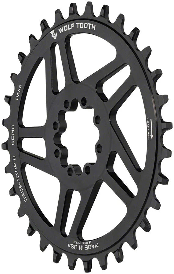 Direct Mount Chainring - 36t SRAM Direct Mount Drop-Stop B For SRAM 8-Bolt Cranksets 0mm Offset BLK - Bicycle Warehouse