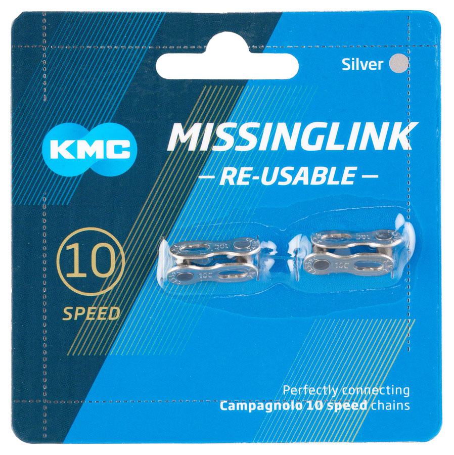 MissingLink CL559CR Connector Campagnolo - 10-Speed Reusable Silver 2 Pairs/Card - Bicycle Warehouse