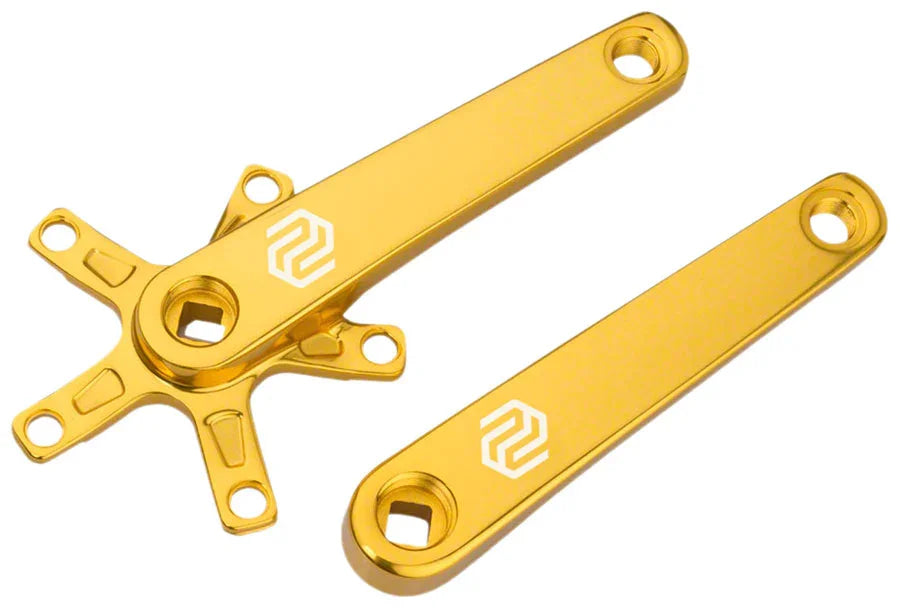 SQ-1 Crank Arm Set - 150mm Square Taper JIS Spindle Interface 110mm BCD Gold - Bicycle Warehouse
