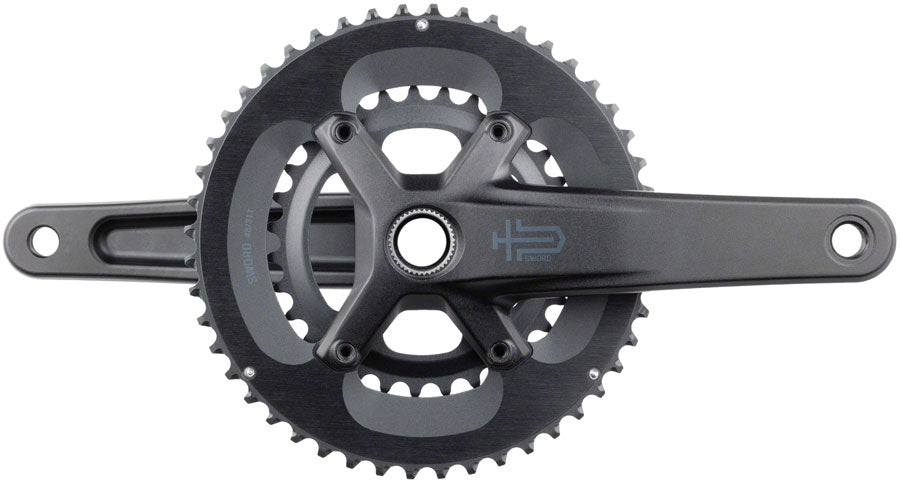 Sword 2x Crankset - 170mm 10-Speed 48/31t 110 Asym BCD 24mm Spindle BLK - Bicycle Warehouse