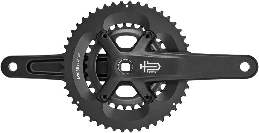Sword BLK 2x Crankset - 172.mm 9-Speed 48/31t 110/80 Asym BCD JIS Square Taper Spindle Interface BLK - Bicycle Warehouse