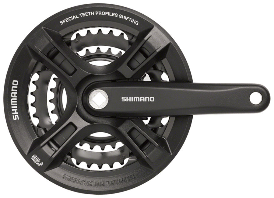 Altus FC-M311 Crankset - 175mm 7/8-Speed 48/38/28t Riveted Square Taper JIS Spindle Interface BLK - Bicycle Warehouse