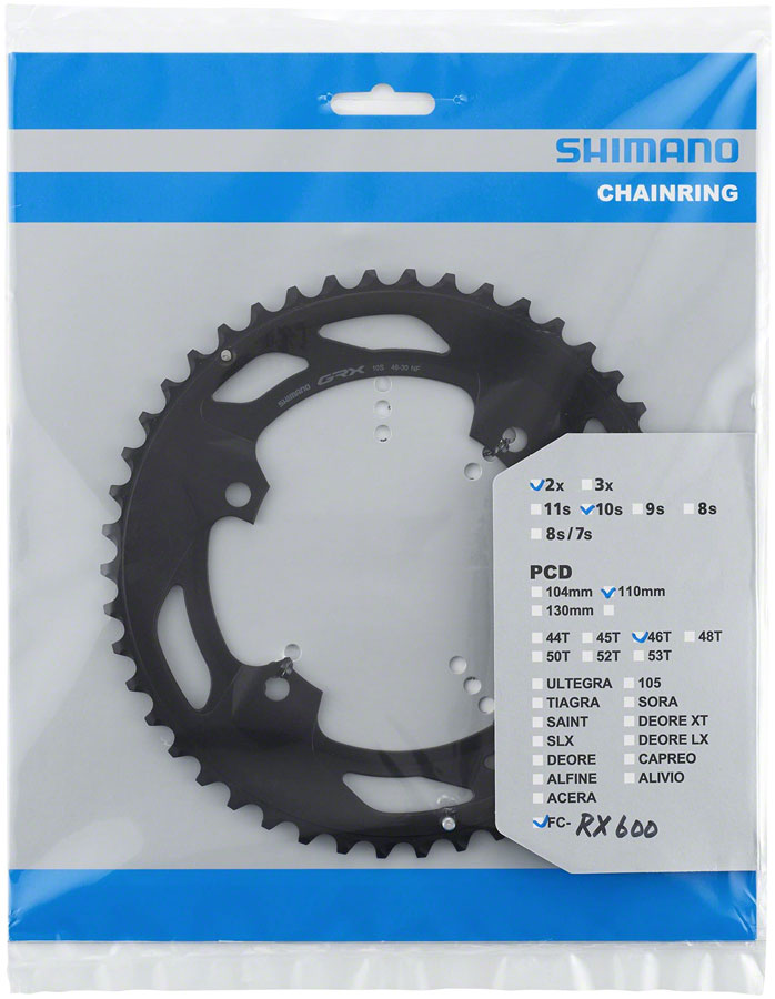 FC-RX600-10 Chainring - 46t 110 BCD For 2x10 Black - Bicycle Warehouse