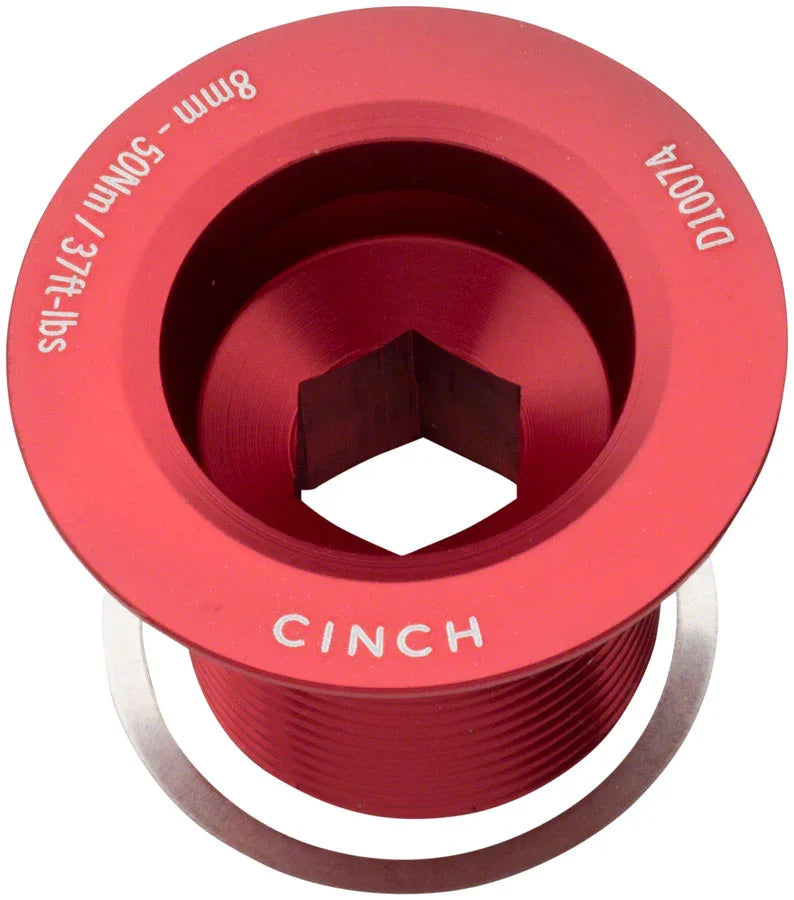 RaceFace CINCH Crank Bolt with Washer - NDS M18 Gloss Red - Bicycle Warehouse