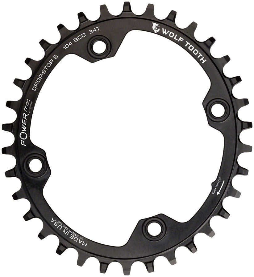 Elliptical 104 BCD Chainring - 34t 104 BCD 4-Bolt Drop-Stop B BLK - Bicycle Warehouse