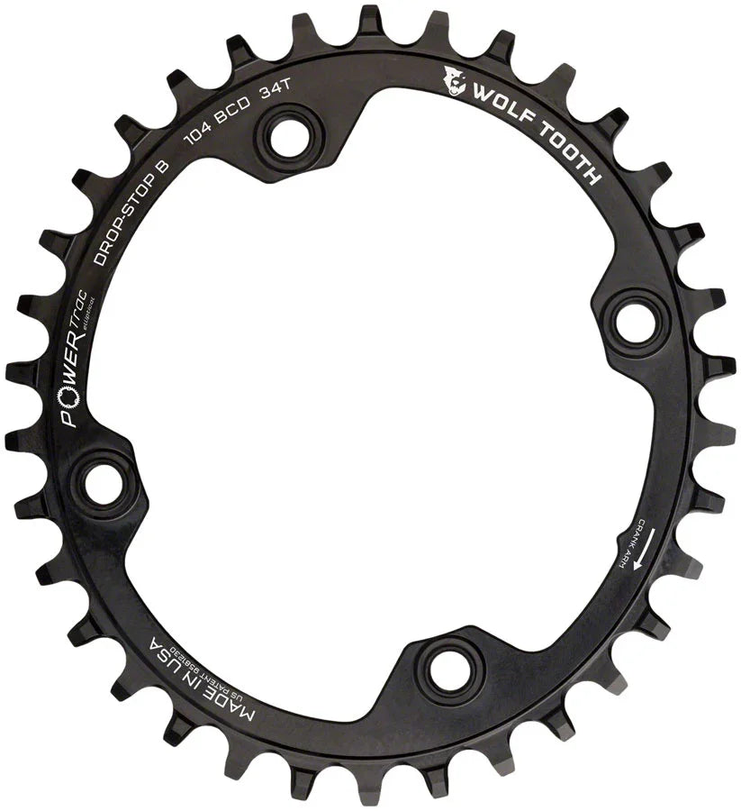 Elliptical 104 BCD Chainring - 34t 104 BCD 4-Bolt Drop-Stop B BLK - Bicycle Warehouse