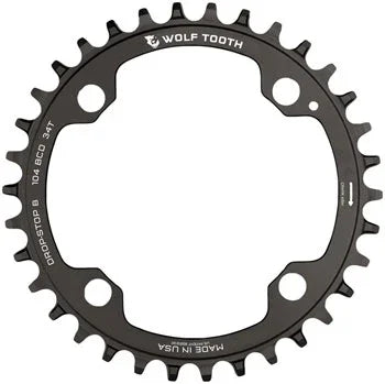 Quality Wolf Tooth 104 BCD Chainring - 34t, 104 BCD, 4-Bolt, Drop-Stop B, Black - Chainrings - Bicycle Warehouse