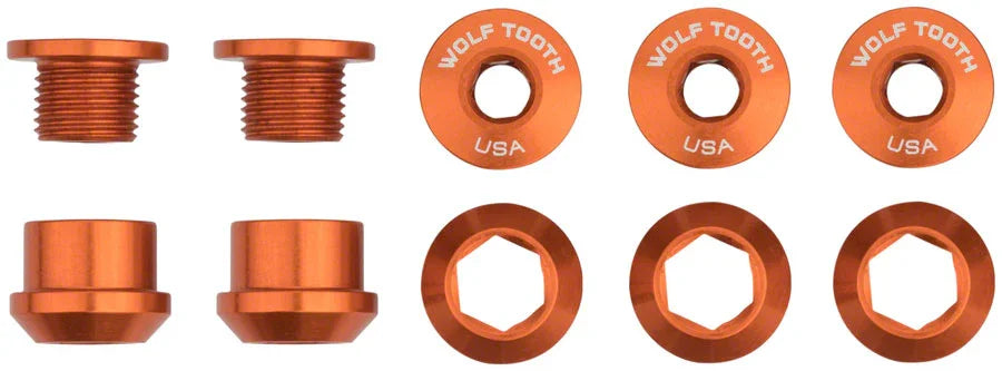 Wolf Tooth 1x Chainring Bolt Set - 6mm Dual Hex Fittings Set/5 Orange - Bicycle Warehouse