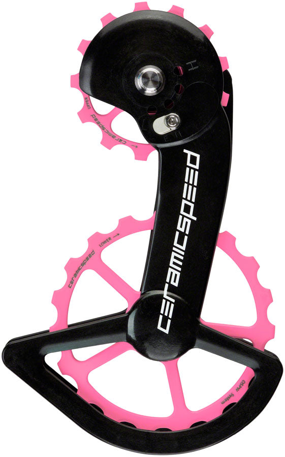 OSPW X Pulley Wheel System Shimano GRX/RX 2x11 - Coated Races Alloy Pulley Carbon Cage Pink Cerakote - Bicycle Warehouse