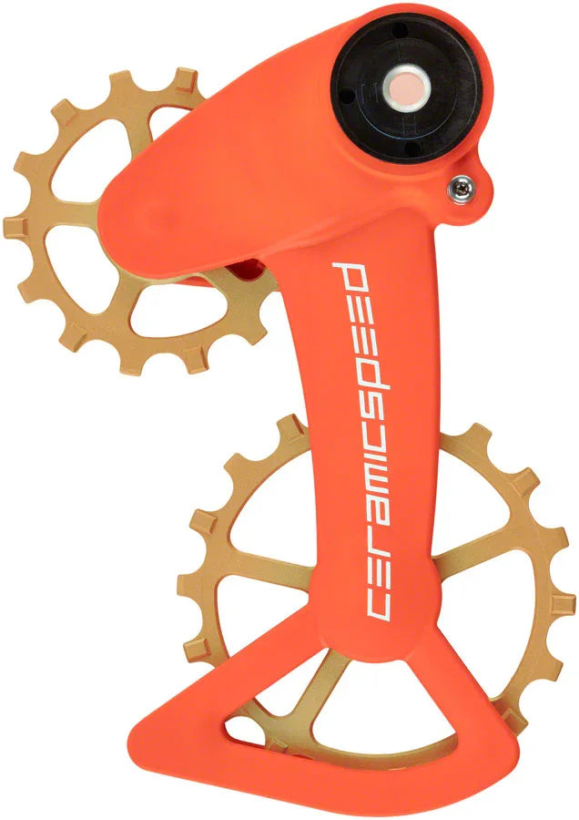 OSPW X Pulley Wheel System SRAM Eagle AXS - Coated Races Alloy Pulley Carbon Cage Orange/Bronze Cerakote - Bicycle Warehouse