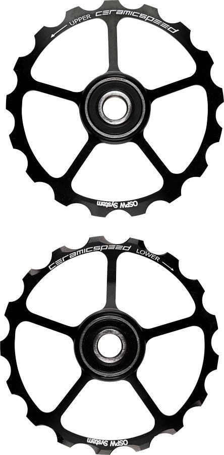 Oversized Pulley Wheels - 17 tooth Alloy Wheels Black - Bicycle Warehouse