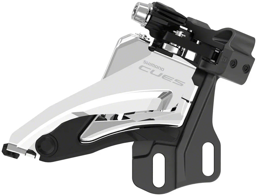 CUES FD-U6000-E Front Derailleur - 10/11-Speed Double Side Swing E-Type Mount W/O BB Bracket Plate 36/40t Max BLK/Silver - Bicycle Warehouse