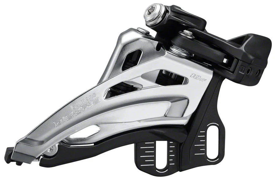 Deore FD-M4100-E Front Derailleur - 10-Speed Double Side Swing Front Pull E-Type Mount Silver/BLK - Bicycle Warehouse