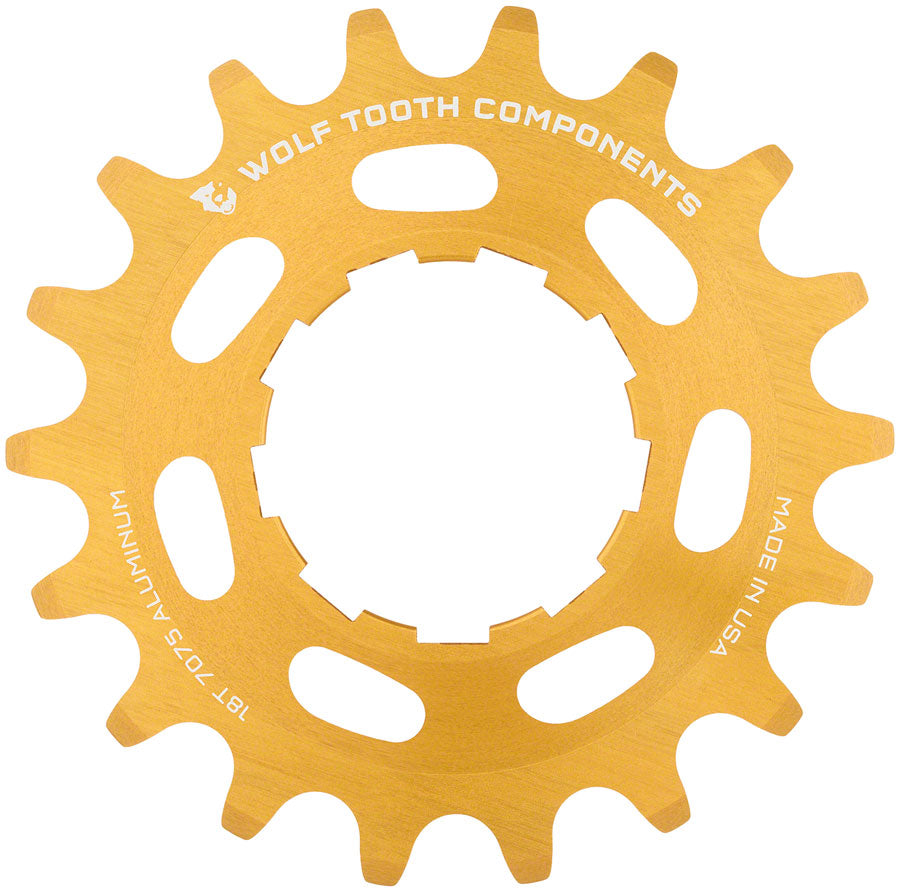 Single Speed Aluminum Cog - 18t Compatible with 3/32" Chains Gold - Bicycle Warehouse