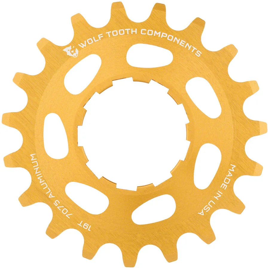 Single Speed Aluminum Cog - 19t Compatible with 3/32" Chains Gold - Bicycle Warehouse