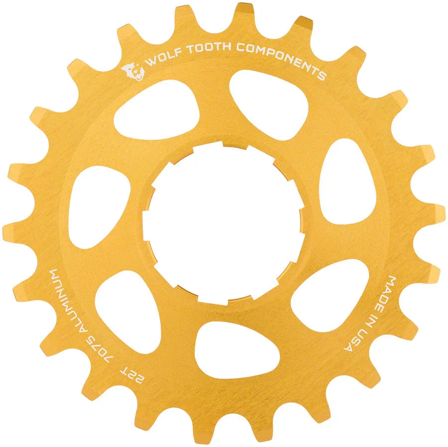 Single Speed Aluminum Cog - 22t Compatible with 3/32" Chains Gold - Bicycle Warehouse