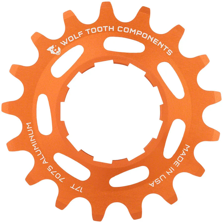 Single Speed Aluminum Cog - 17t Compatible 3/32" Chains Orange - Bicycle Warehouse