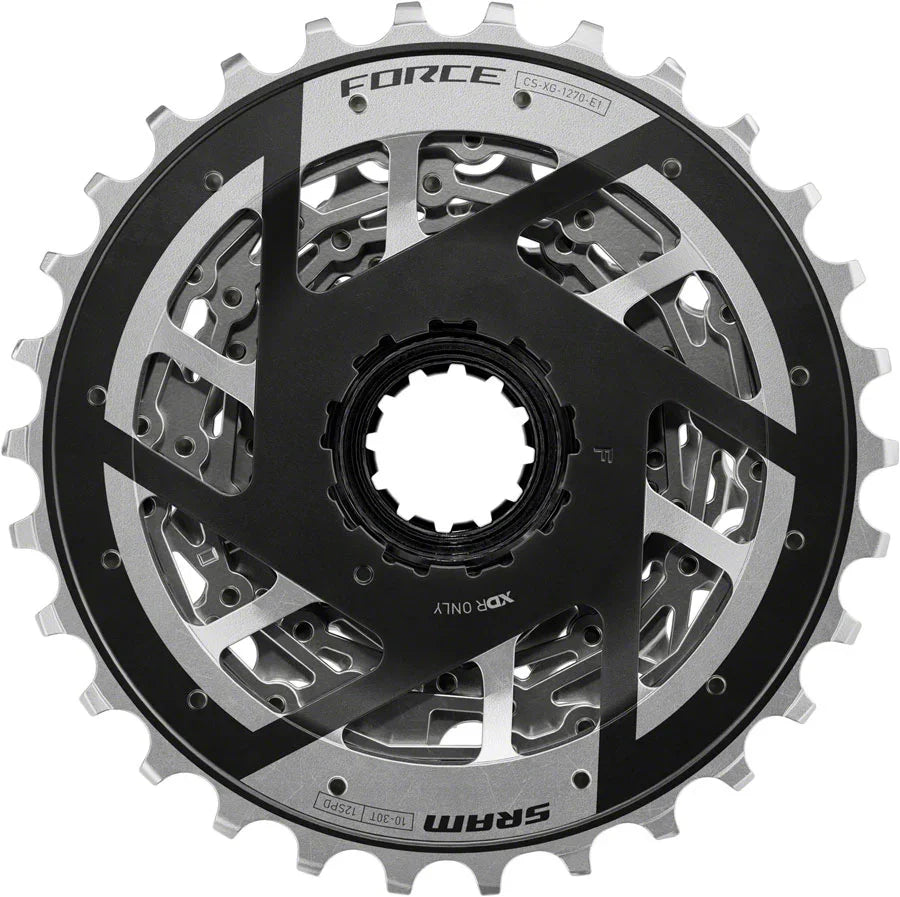 SRAM Force XG-1270 Cassette - 12-Speed 10-30t Silver For XDR Driver Body E1 - Bicycle Warehouse