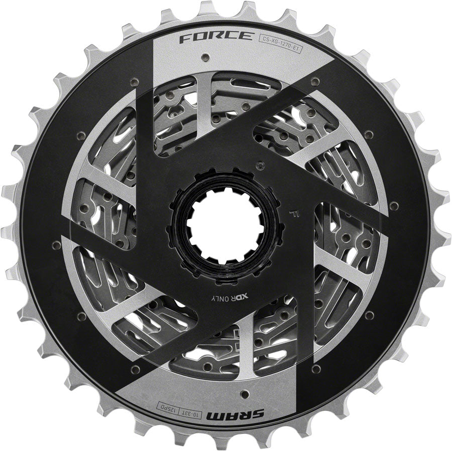 SRAM Force XG-1270 Cassette - 12-Speed 10-33t Silver For XDR Driver Body E1 - Bicycle Warehouse