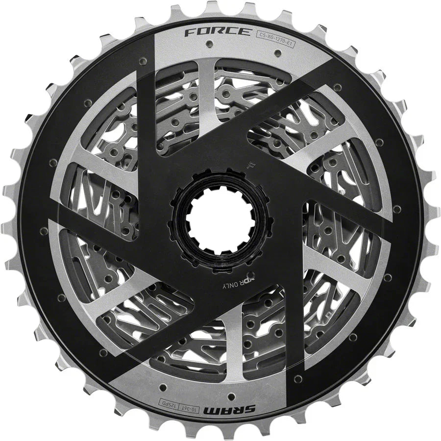 SRAM Force XG-1270 Cassette - 12-Speed 10-36t Silver For XDR Driver Body E1 - Bicycle Warehouse