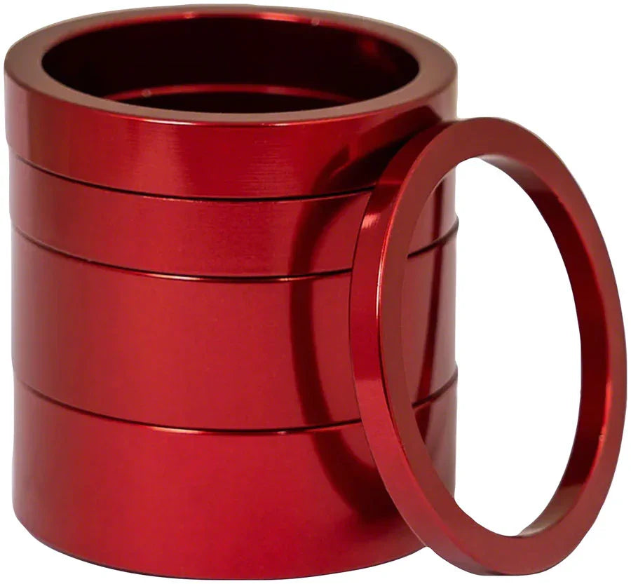 Headset Spacer Kit 2 - Alloy 1-1/8" Red - Bicycle Warehouse
