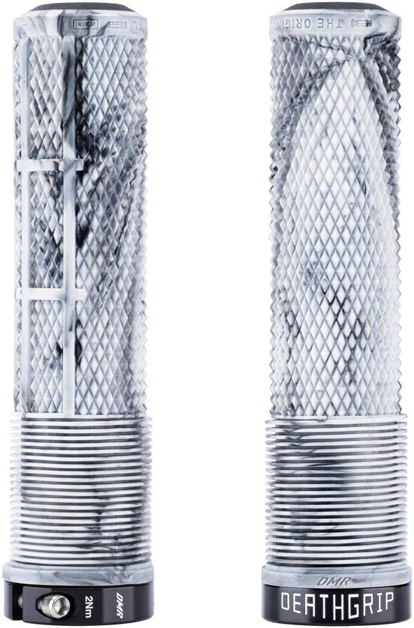 DeathGrip 2 Flangeless Grips - Thin Lock-On Snow Camo - Bicycle Warehouse