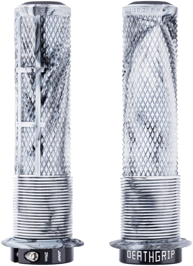 DeathGrip 2 Flanged Grips - Thin Lock-On Snow Camo - Bicycle Warehouse