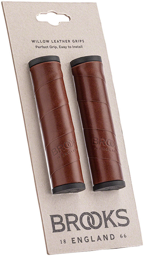 Brooks Willow Leather Grips - 130mm - Bicycle Warehouse