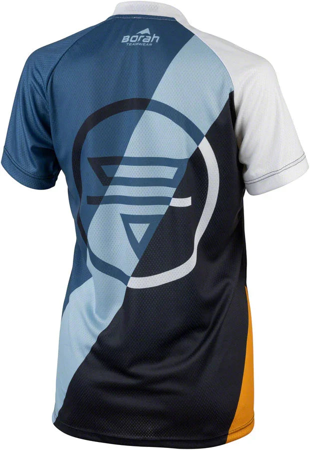 Waypoint Womens MTB Jersey - White Blue Lite Blue BLK Gold Medium - Bicycle Warehouse