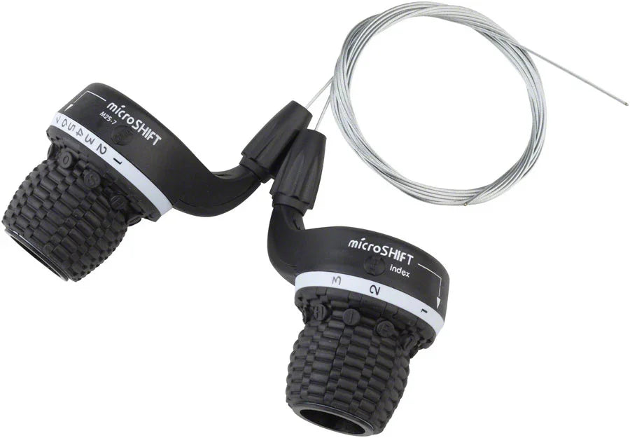 microSHIFT MS25 Twist Shifter Set 7-Speed Triple Shimano Compatible - Bicycle Warehouse