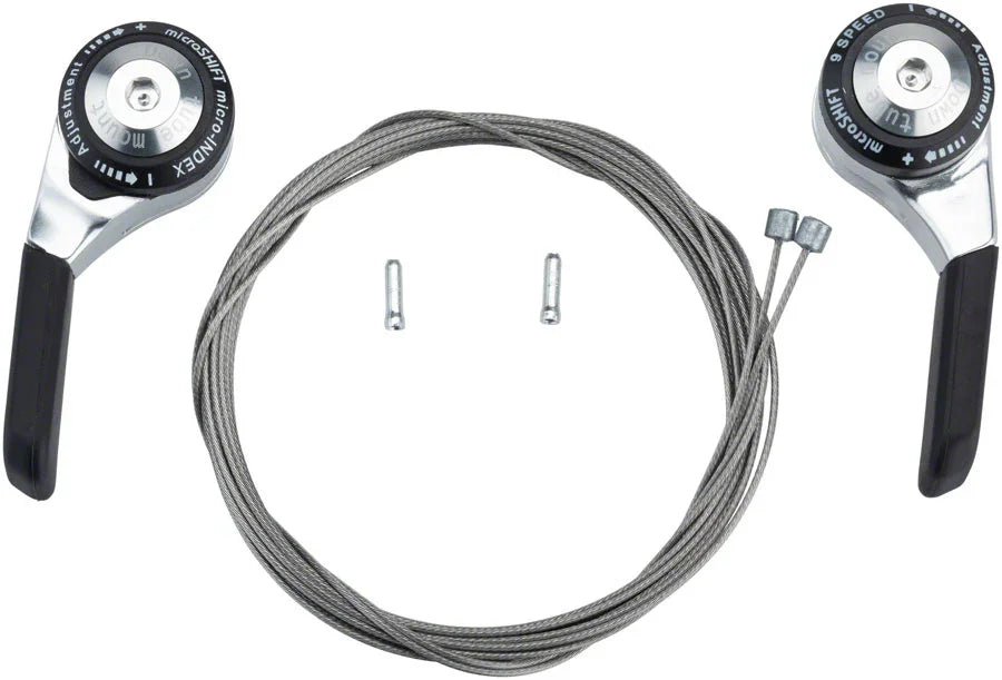 microSHIFT Down Tube Shifter Set 9-Speed Double/Triple Shimano Compatible Silver - Bicycle Warehouse