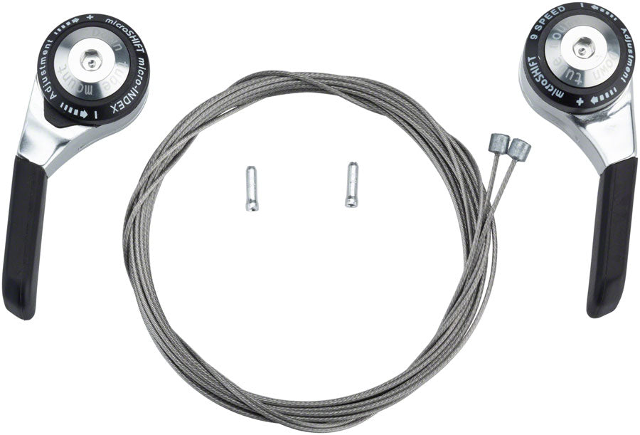 microSHIFT Down Tube Shifter Set 9-Speed Double/Triple Shimano Compatible Silver - Bicycle Warehouse