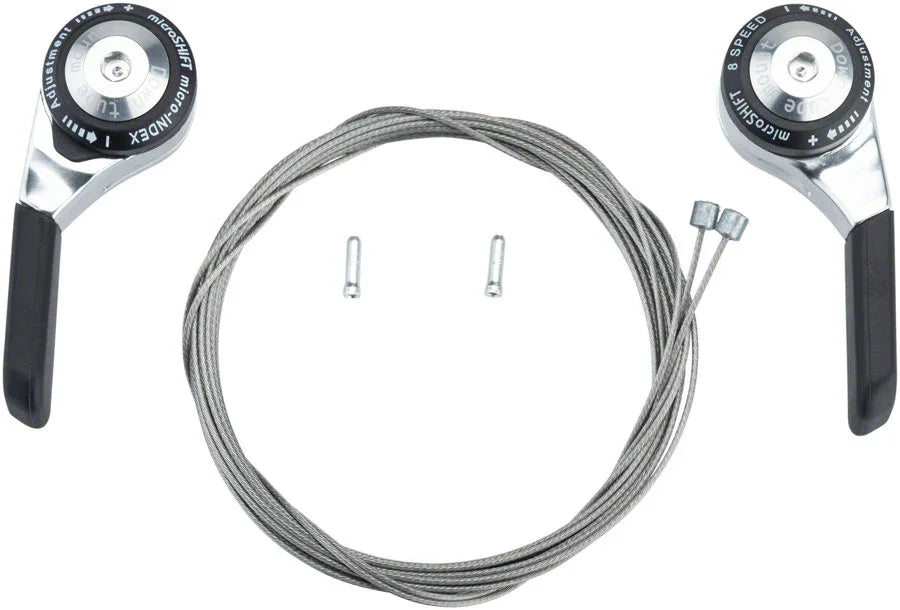 microSHIFT Down Tube Shifter Set 8-Speed Double/Triple Shimano Compatible Silver - Bicycle Warehouse