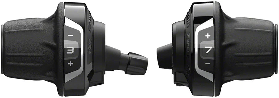 Shimano Tourney SL-RV400 Revoshift Twist Shifter Set - 3x7 Speed Optical Gear Display - Bicycle Warehouse